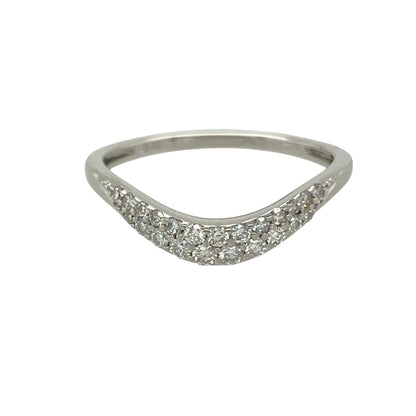 9ct White Gold & Diamond Set Wishbone Ring