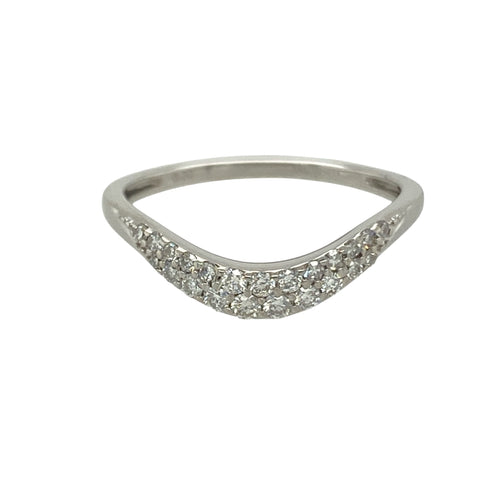 9ct White Gold & Diamond Set Wishbone Ring