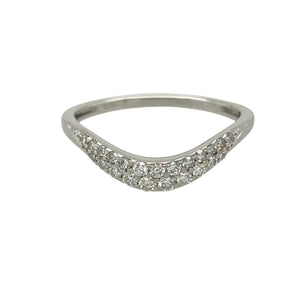 9ct White Gold & Diamond Set Wishbone Ring