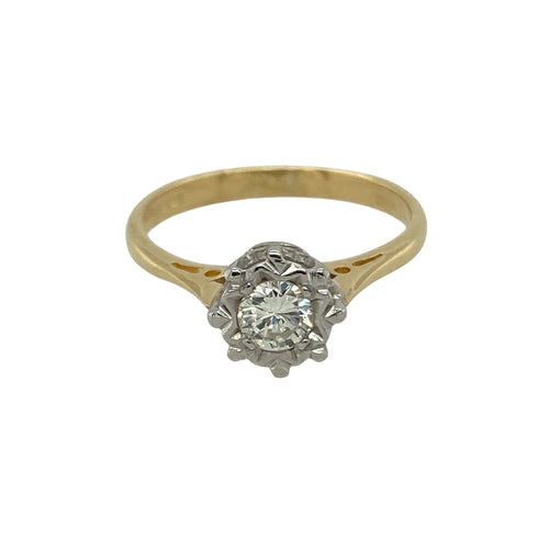 18ct Gold & Diamond Set Solitaire Ring
