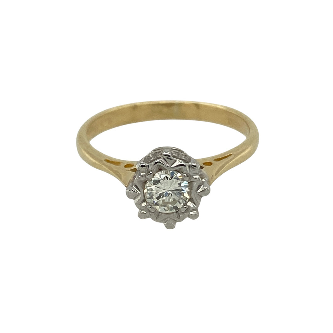18ct Gold & Diamond Set Solitaire Ring