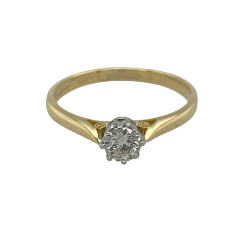 18ct Gold & Diamond Set Solitaire Ring