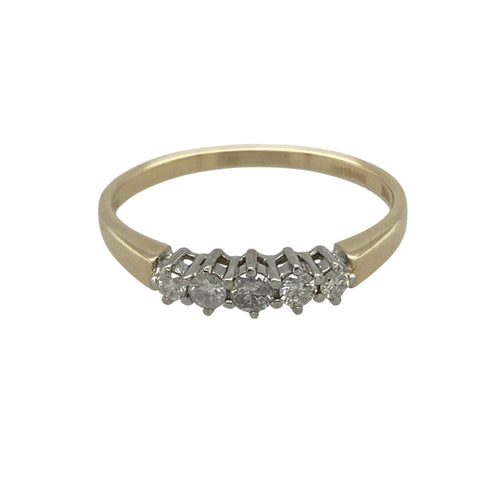 9ct Gold & Diamond Set Five Stone Set Band Ring