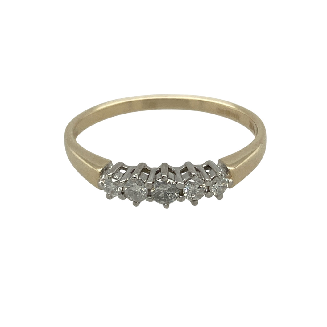 9ct Gold & Diamond Set Five Stone Set Band Ring
