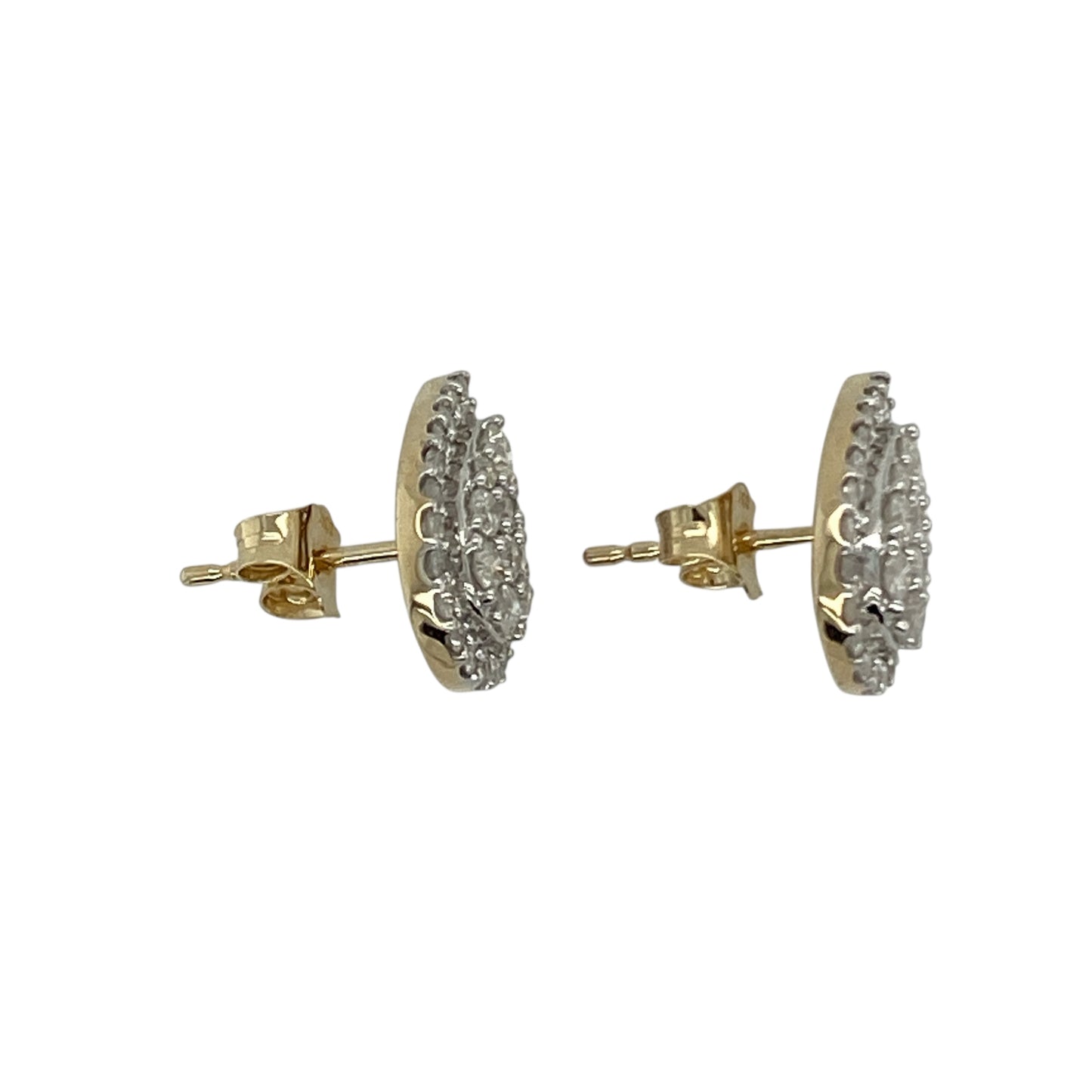 9ct Gold & Diamond Set Cluster Teardrop Stud Earrings