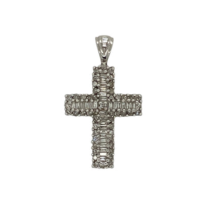 9ct White Gold & Diamond Set Cross Pendant