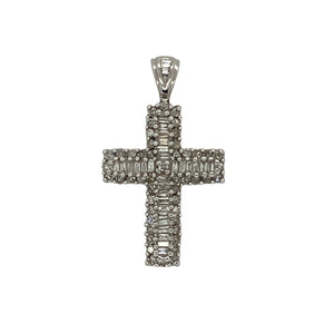 9ct White Gold & Diamond Set Cross Pendant