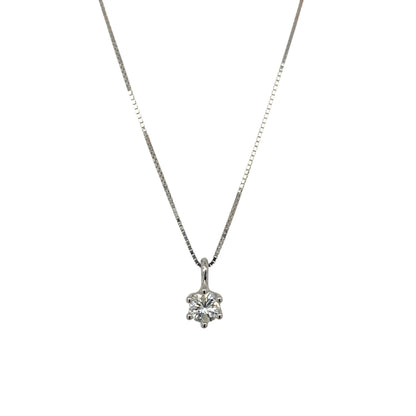 18ct White Gold & Diamond Set Solitaire 18" Necklace