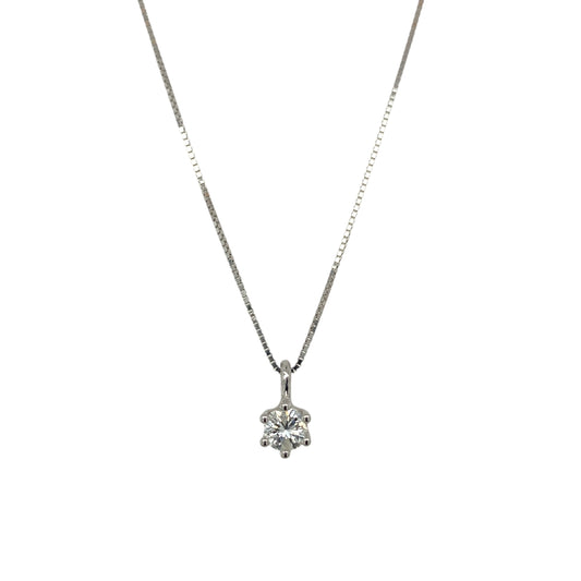 18ct White Gold & Diamond Set Solitaire 18" Necklace