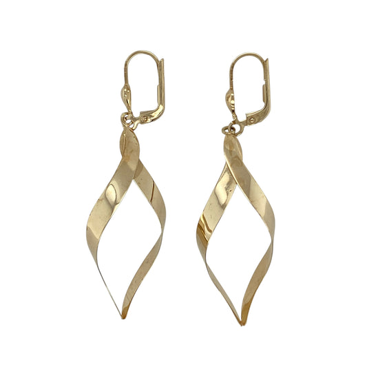 9ct Gold Split Swirl Drop Earrings