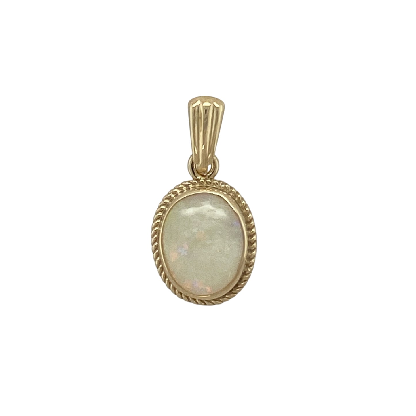 9ct Gold & Opalique Set Oval Pendant
