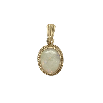 9ct Gold & Opalique Set Oval Pendant