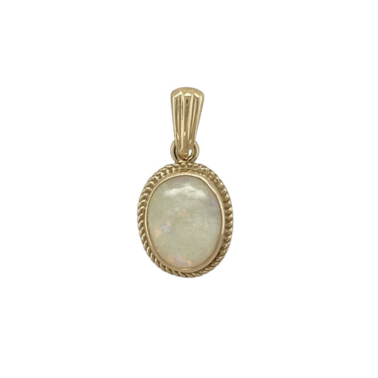 9ct Gold & Opalique Set Oval Pendant