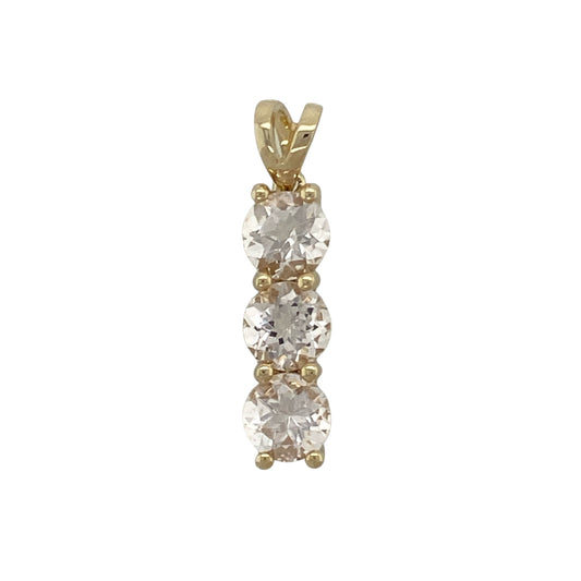 9ct Gold & Light Pink Clear Stone Trilogy Pendant