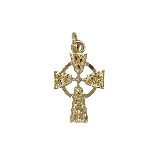 9ct Gold Patterned Celtic Cross Pendant