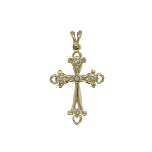 Load image into Gallery viewer, 9ct Gold &amp; Diamond Set Fancy Cross Pendant
