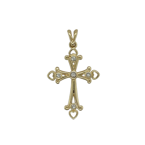 9ct Gold & Diamond Set Fancy Cross Pendant