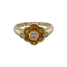 Load image into Gallery viewer, 9ct Gold Diamond &amp; Citrine Set Flower Ring
