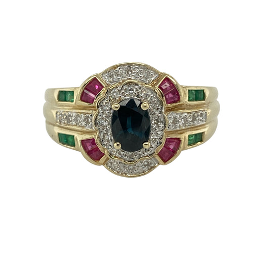 9ct Gold Diamond & Gemstone Set Dress Ring