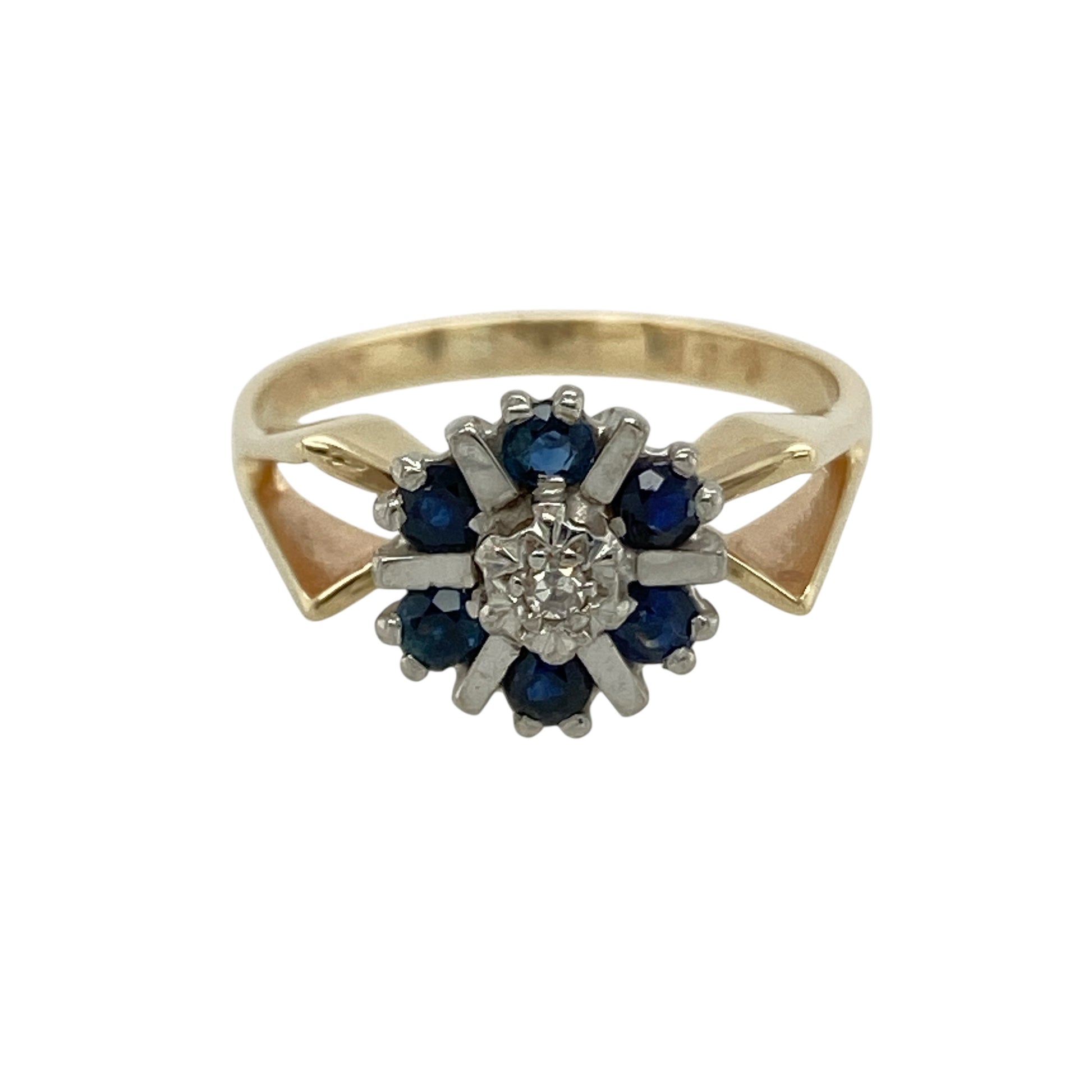 9ct Gold Diamond & Sapphire Set Cluster Ring