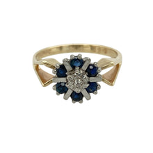 Load image into Gallery viewer, 9ct Gold Diamond &amp; Sapphire Set Cluster Ring
