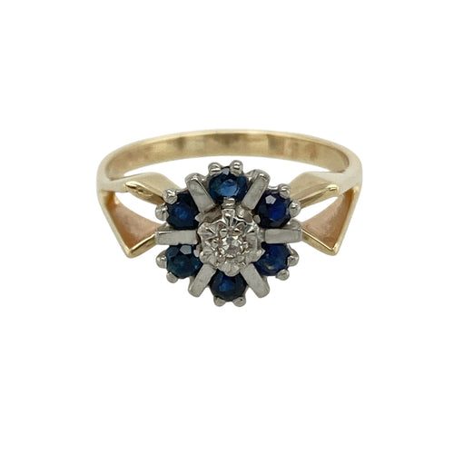 9ct Gold Diamond & Sapphire Set Cluster Ring