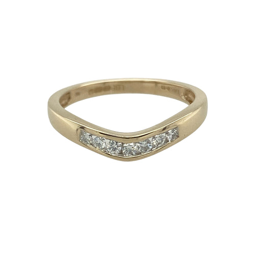 9ct Gold & Diamond Set Wishbone Ring