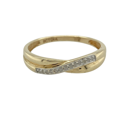 9ct Gold & Diamond Set Crossover Band Ring