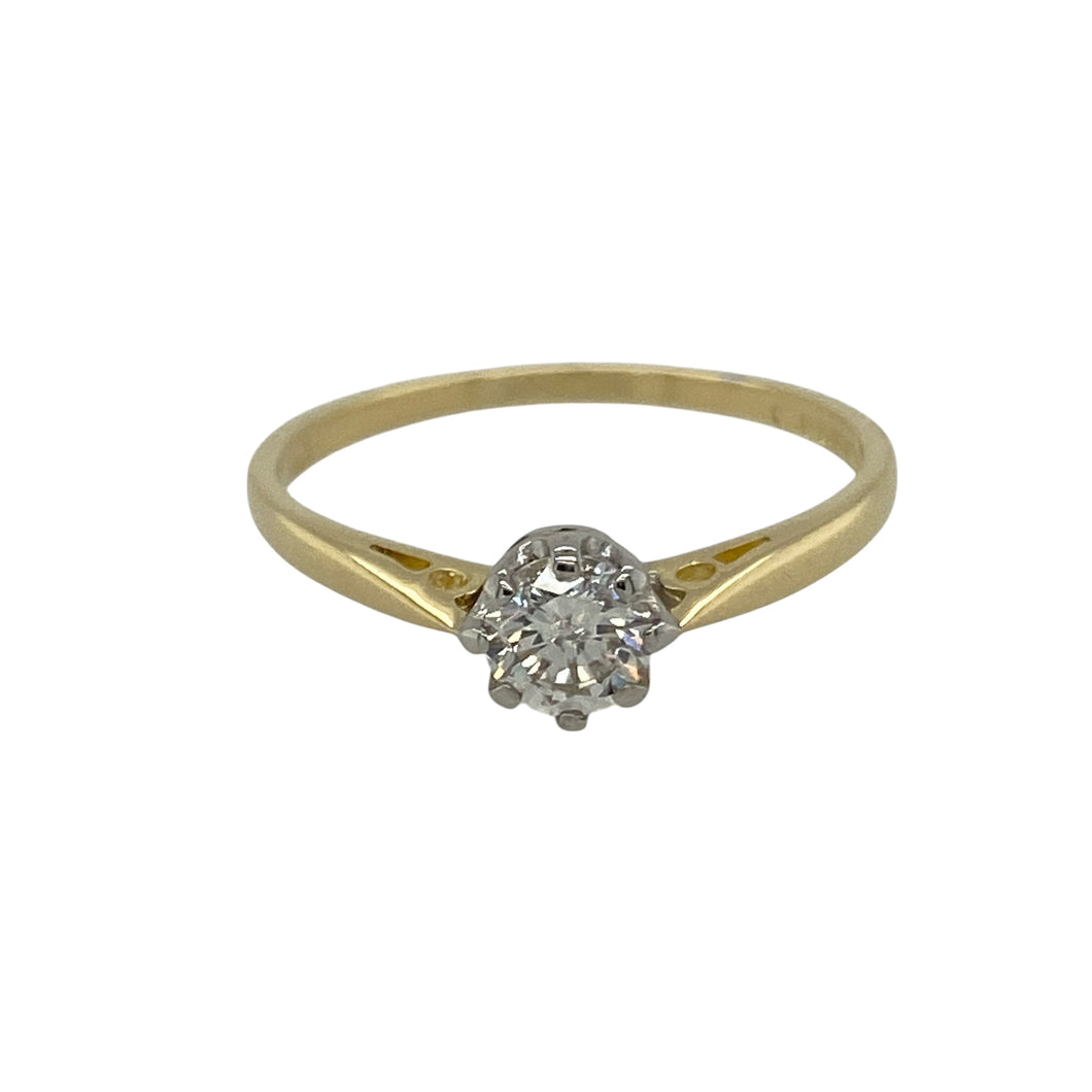 18ct Gold & Diamond Set Solitaire Ring