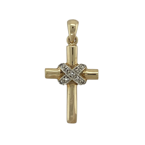 9ct Gold & Diamond Set Cross Pendant