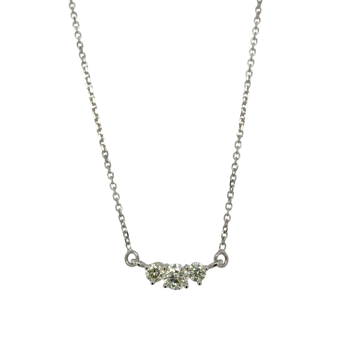 14ct White Gold & Diamond Set Trilogy 18" Necklace