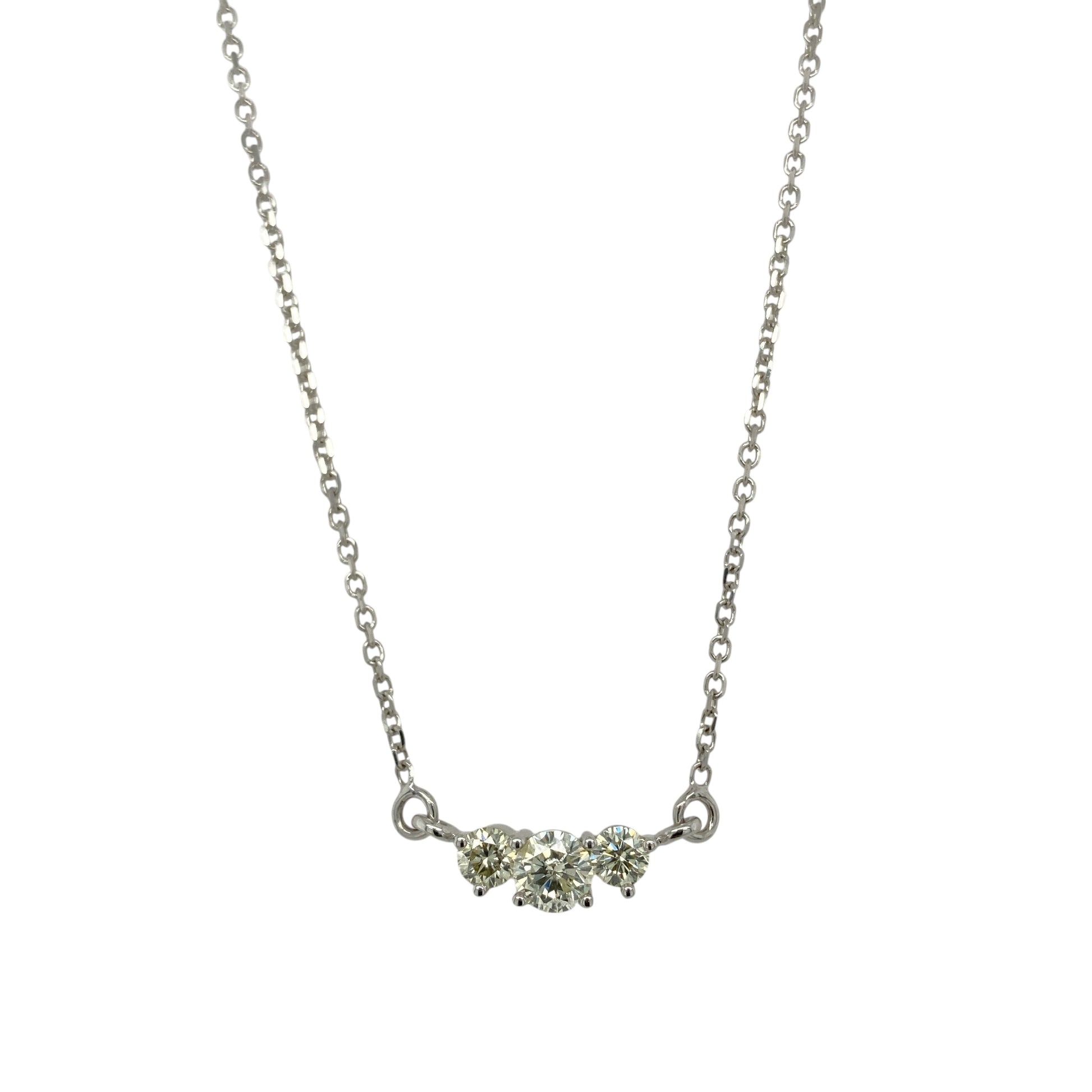 14ct White Gold & Diamond Set Trilogy 18" Necklace