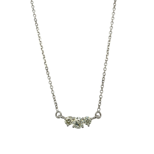 14ct White Gold & Diamond Set Trilogy 18" Necklace