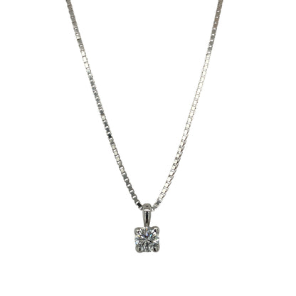 18ct White Gold & Diamond Solitaire 18" Necklace