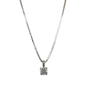 18ct White Gold & Diamond Solitaire 18" Necklace
