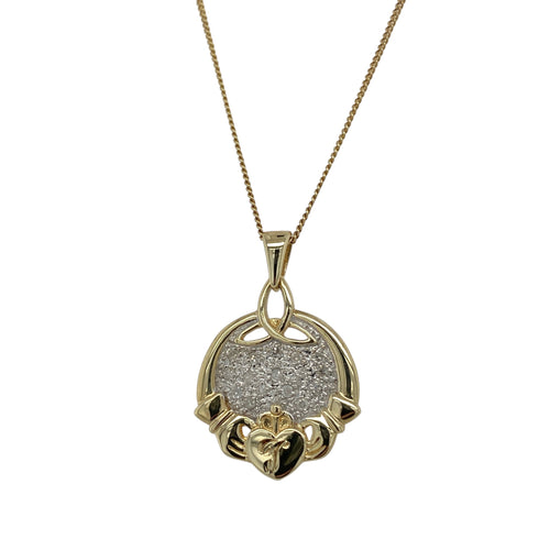 9ct Gold & Diamond Set Claddagh 20