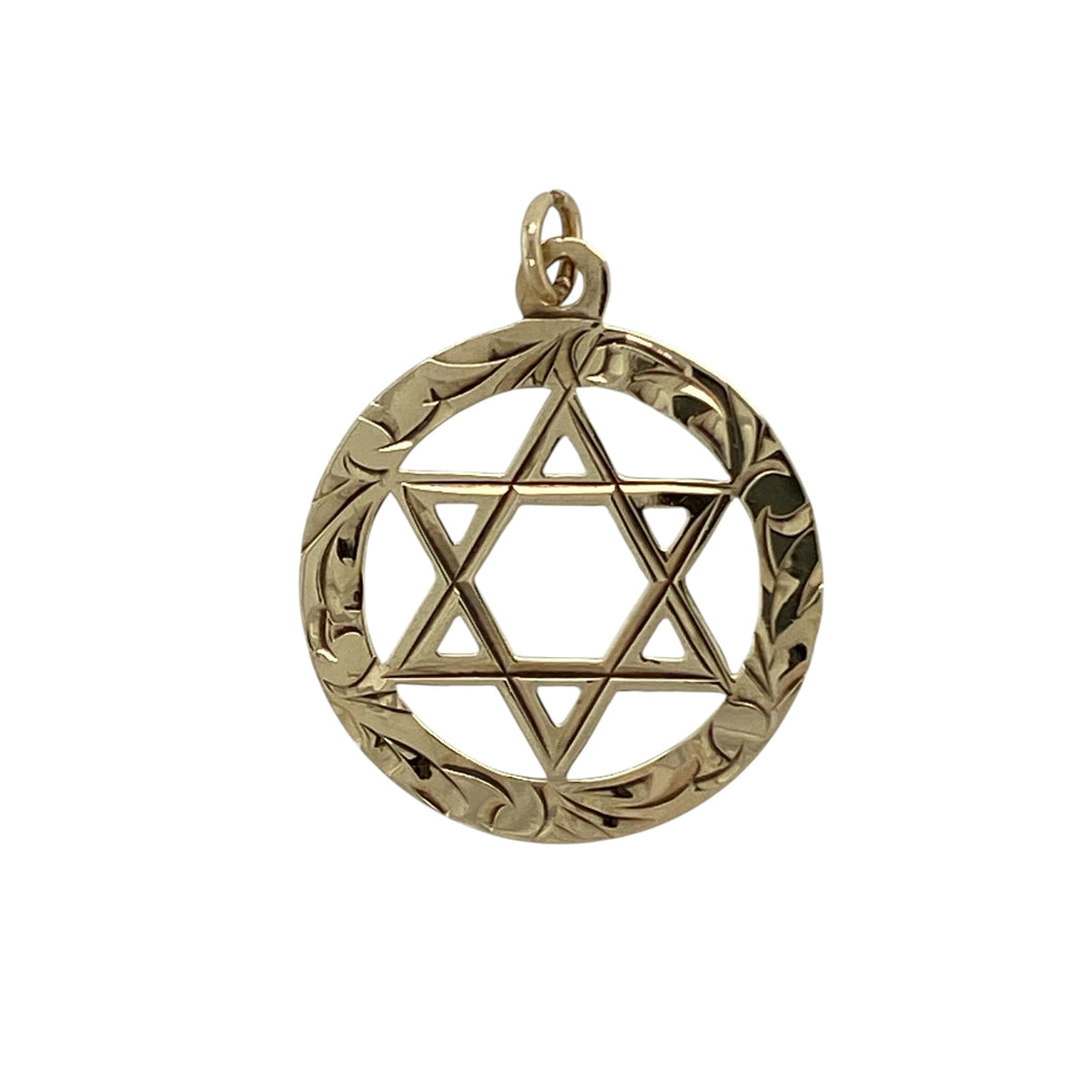 9ct Gold Patterned Star Pendant