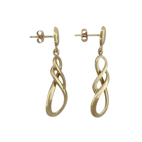 9ct Gold Swirl Drop Earrings