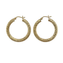 Load image into Gallery viewer, 9ct Gold Patterned Hoop Creole Earrings
