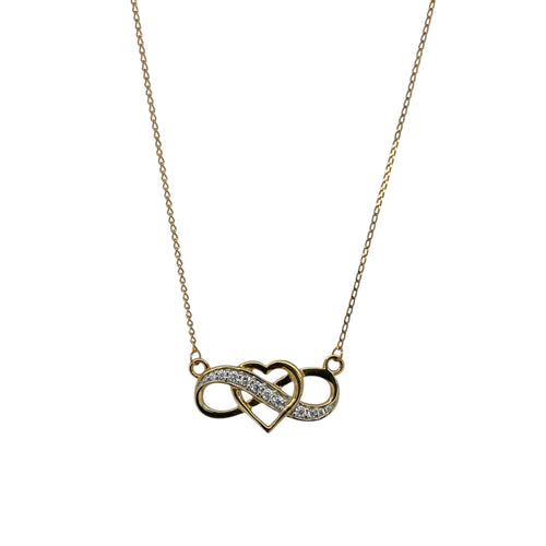 10ct Gold & Cubic Zirconia Set Heart Infinity 18