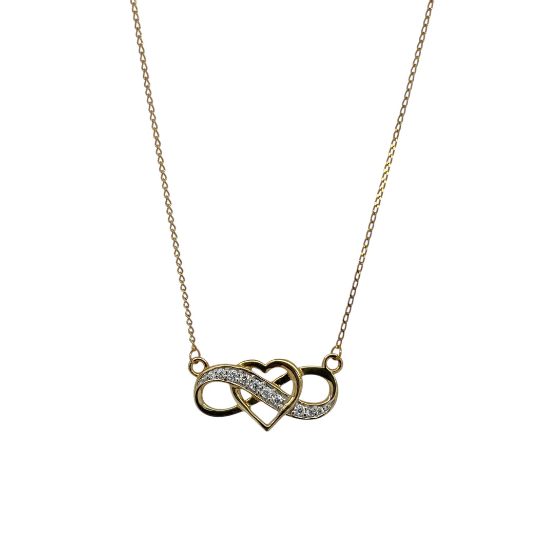 10ct Gold & Cubic Zirconia Set Heart Infinity 18