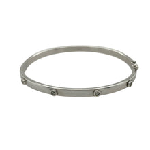 Load image into Gallery viewer, 9ct White Gold &amp; Diamond Set Hinged Bangle
