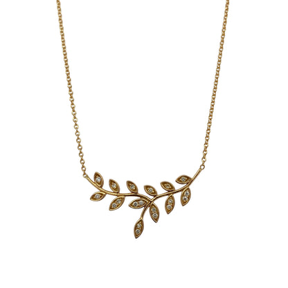 18ct Gold & Diamond Set Leaf 16" - 18" Necklace