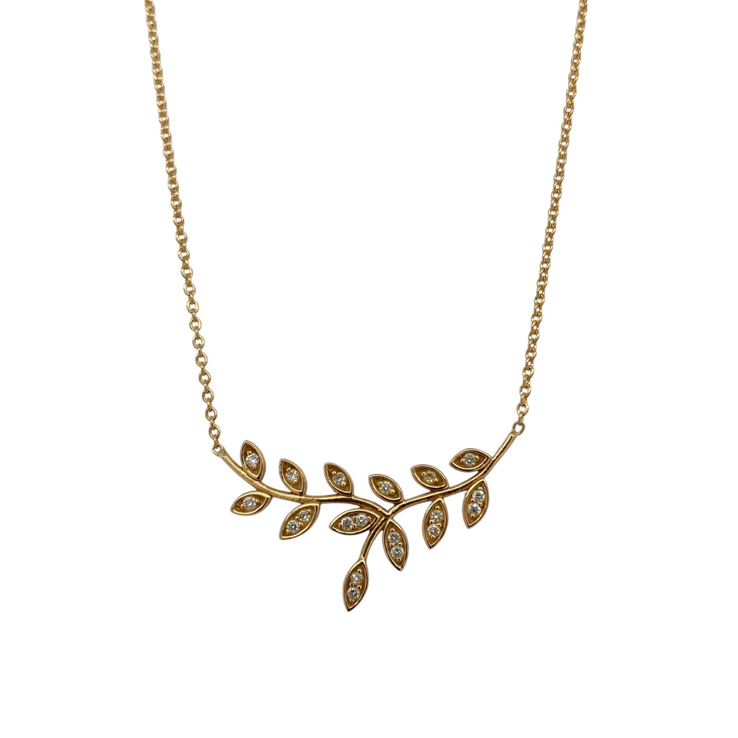 18ct Gold & Diamond Set Leaf 16
