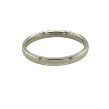 Load image into Gallery viewer, Bring understated elegance and lasting style to your collection with this pre-owned 9ct white gold wedding band ring, a timeless piece designed for both special occasions and everyday wear.

Design: The ring features a classic 2mm wide band, offering a slim and refined profile.
Material: Made from 9-carat white gold, the polished finish provides a sleek, contemporary look.

