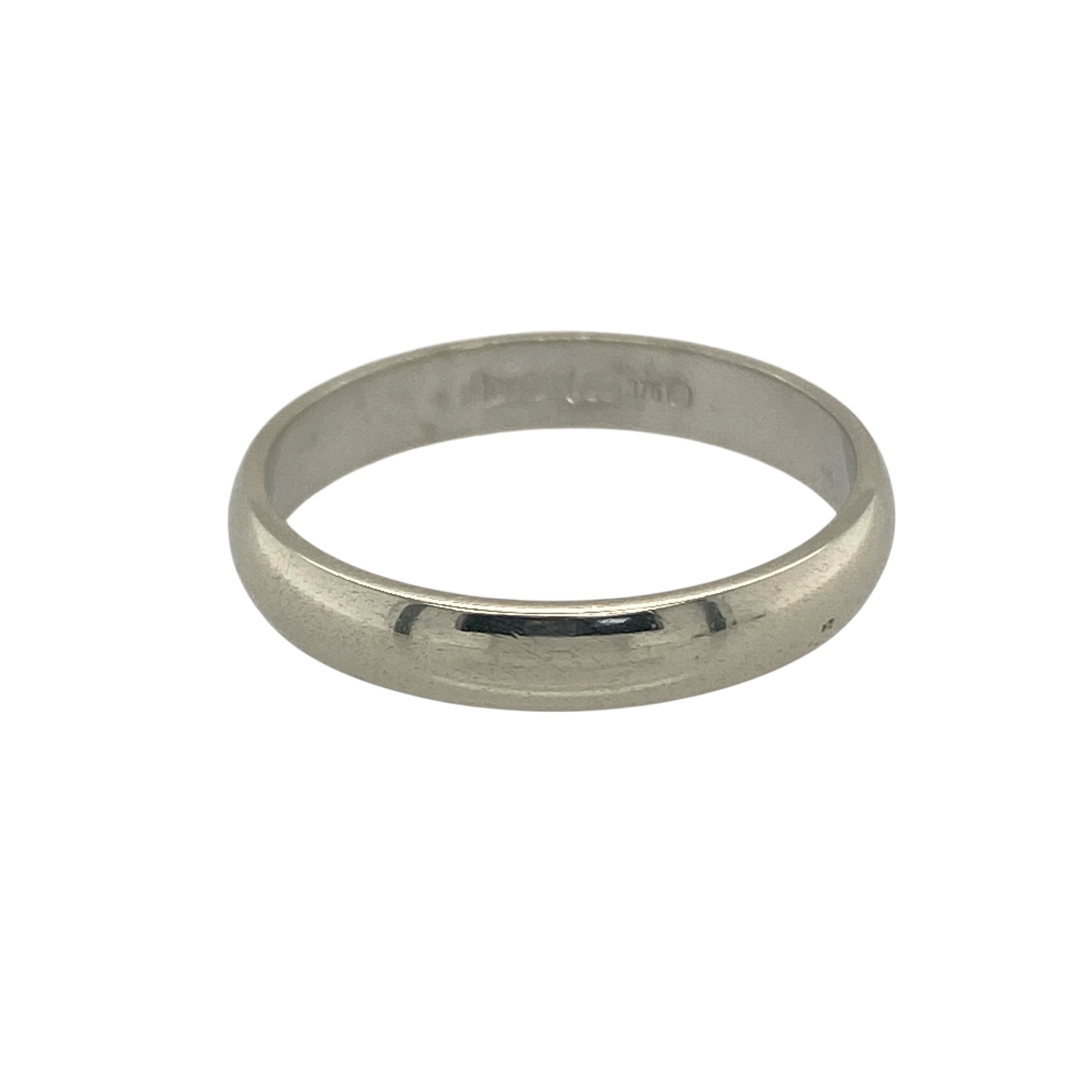Bring refined simplicity and timeless style to your collection with this pre-owned 9ct white gold wedding band ring, a classic piece suited to both special occasions and everyday wear.

Design: The ring features a traditional 3mm wide band, offering a clean and elegant profile.
Material: Made from 9-carat white gold, the polished finish creates a sleek, modern appearance.