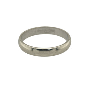 Bring refined simplicity and timeless style to your collection with this pre-owned 9ct white gold wedding band ring, a classic piece suited to both special occasions and everyday wear.

Design: The ring features a traditional 3mm wide band, offering a clean and elegant profile.
Material: Made from 9-carat white gold, the polished finish creates a sleek, modern appearance.