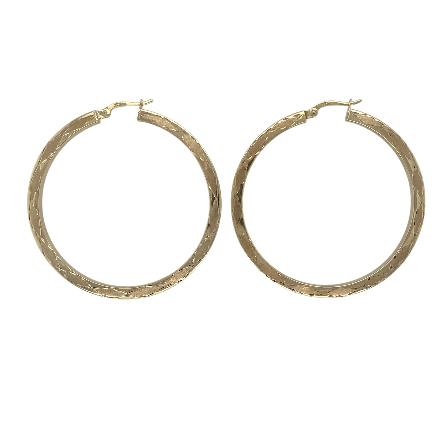 9ct Gold Patterned Hoop Creole Earrings