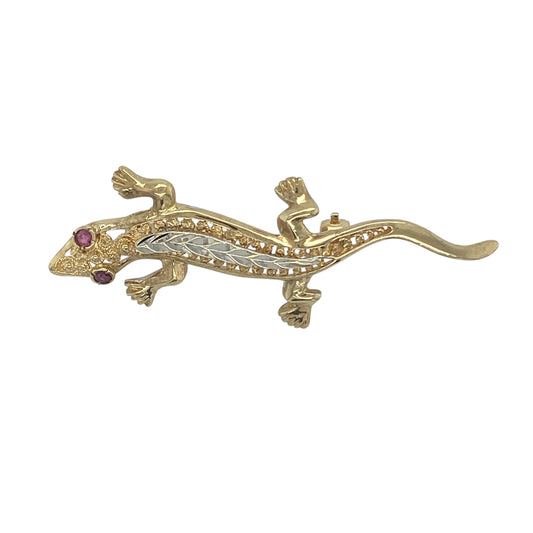 9ct Gold & Ruby Set Lizard Brooch