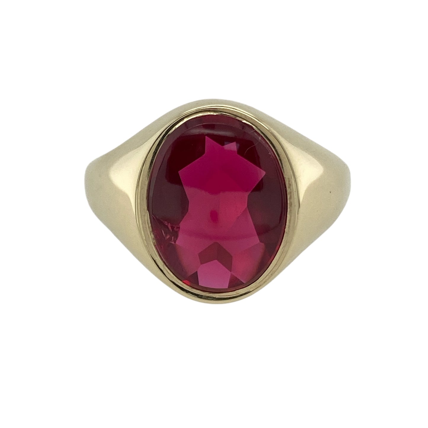 9ct Gold & Red Stone Oval Signet Ring
